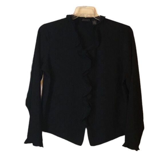Laura Scott Black Ruffled Blouse 14 - Picture 1 of 10